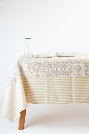 HF Printed Linen  Table Cloth (New Classic, 6 Seater)